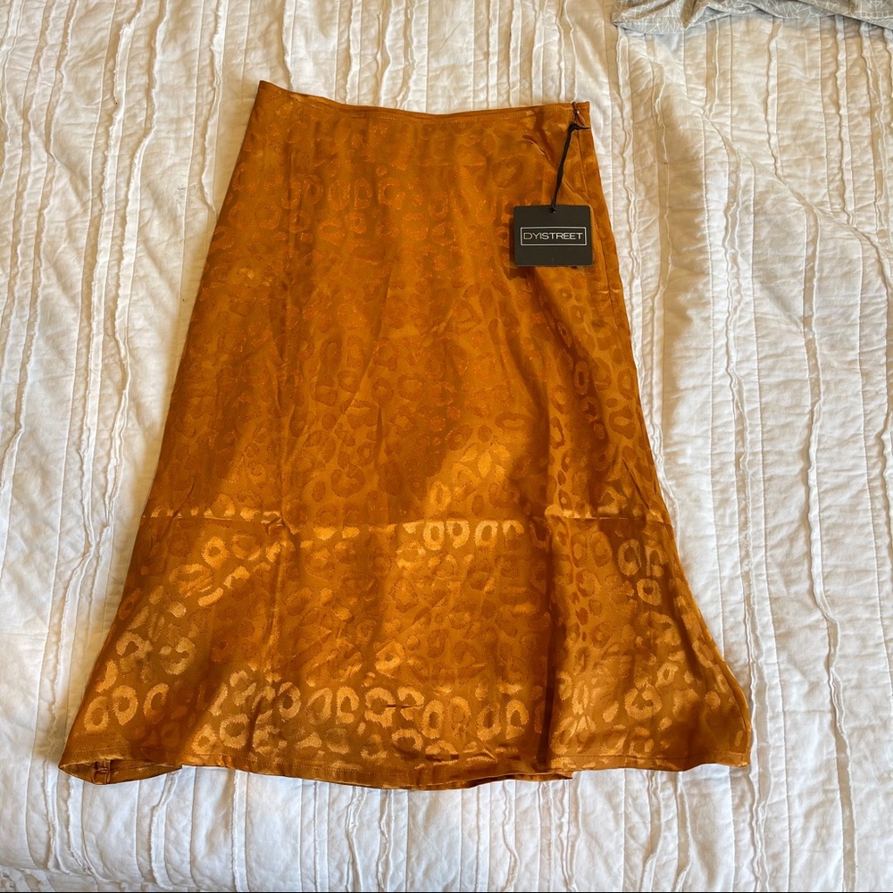 DYI Satin Skirt Burnt Papaya Leopard Burnt Papaya